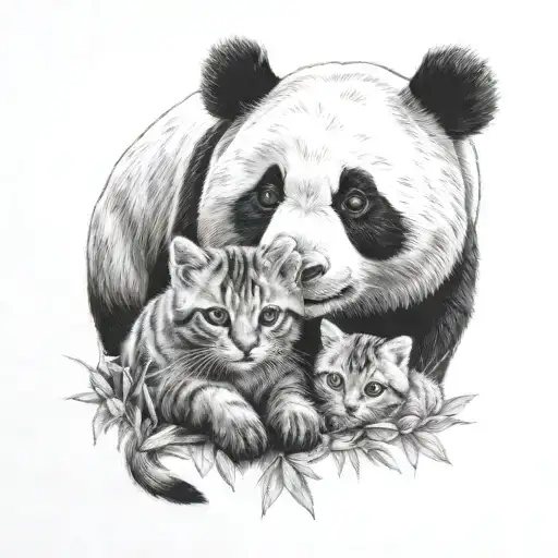 Panda And Kitten
