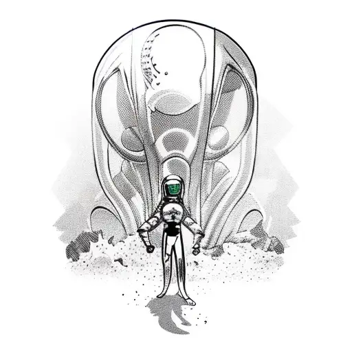 A Muay Thai Fighter In A Futuristic Space Suit Battling Against An Alien Creature