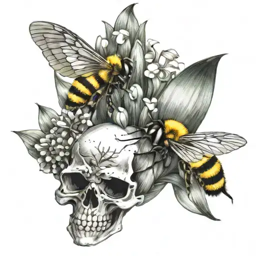 Corn On The Cob Bumble Bee Hive And Skull With Lilly Of The Valley