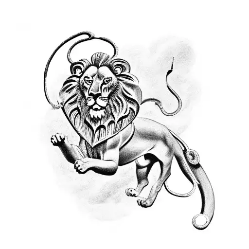 Roman Clock On Top Of Lion Fighting With Serpent