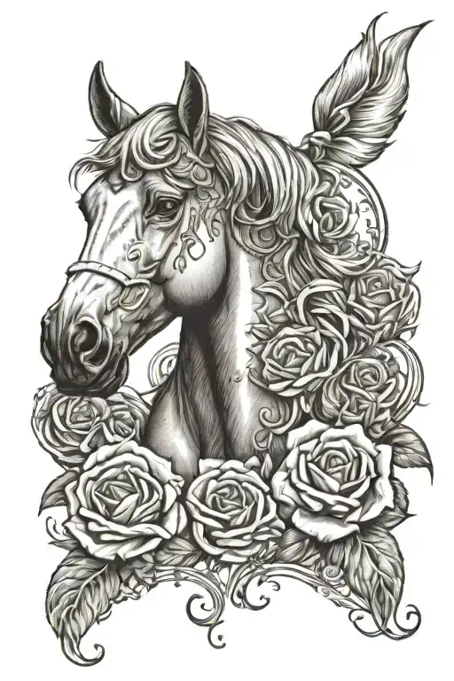 Horses Head With Rose At The Bottom