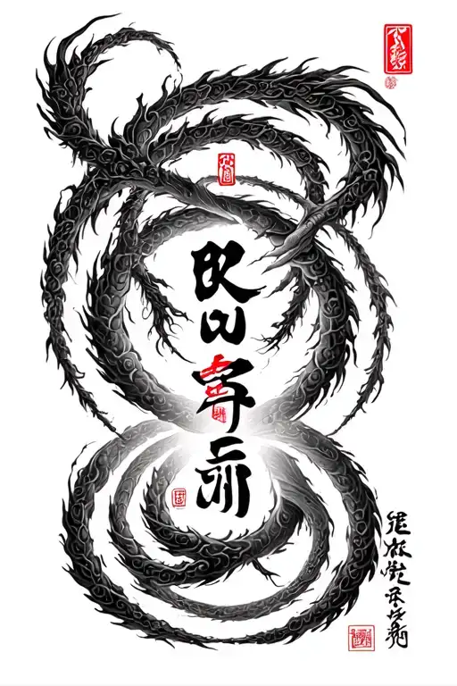 A Chinese Style Circle With The Word Kuo And The Word All Interconnected Together