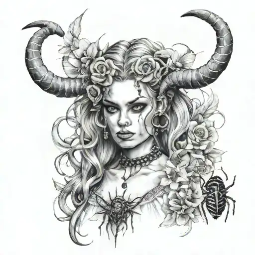 Woman With Horns And Spider Lillie