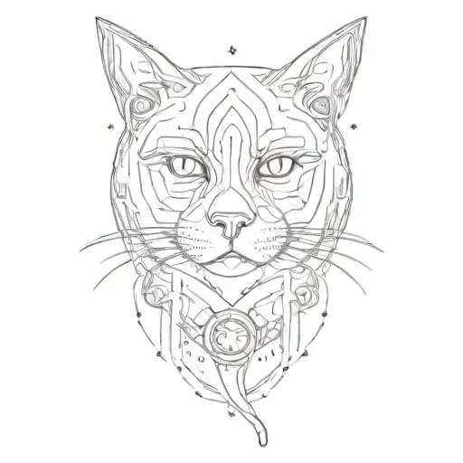 A Cat With A Human Mask Facing Up To The Universe