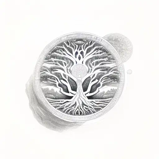 Tree Of Life Buddha In A Circle Yingyang