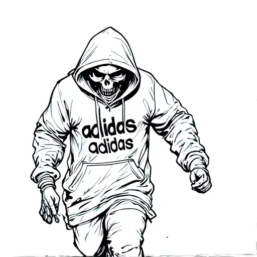 Grim Reaper Wearing A Addidas Hoodie Running In Front