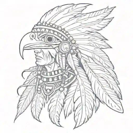 Combine The Scissor Tail Fly Catcher And Indian Chief Head Into A Unique Tattoo Design