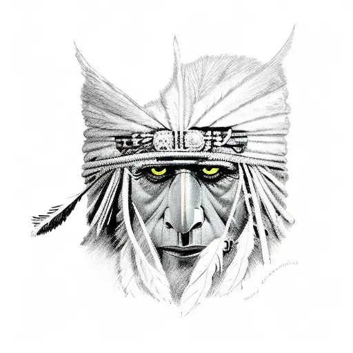 Chief In The Moonlight With A Raven