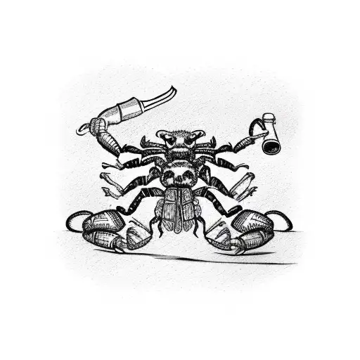 Mexican Flag And A Scorpion Holding Tequila Bottle That Says El Rincon