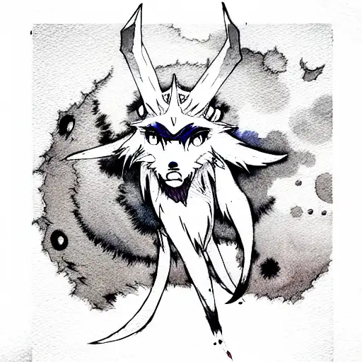 Princess Mononoke Moon Watercolor