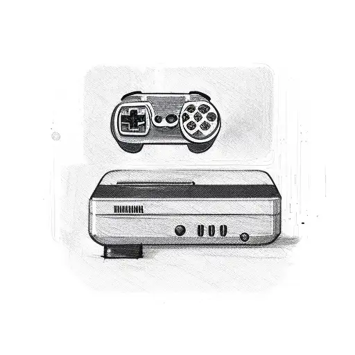 A Sketch Of A Gaming Console Merging With A Paintbrush
