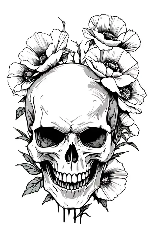 Skull And Poppies