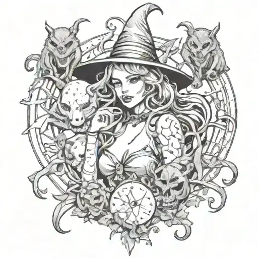 Beautiful Witch With Demons Around Her