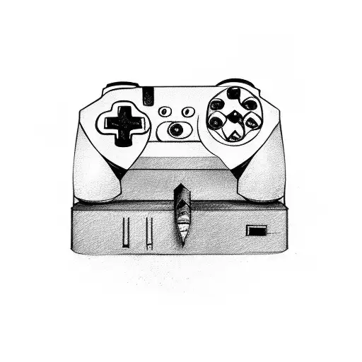 A Sketch Of A Gaming Console Merging With A Paintbrush