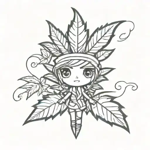 Chibi Weed Leaf Character