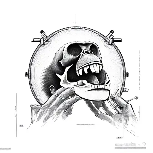 Australopithecus Monkey Alike Enlongated Jaw Skull 45 Degree Angle To A Side