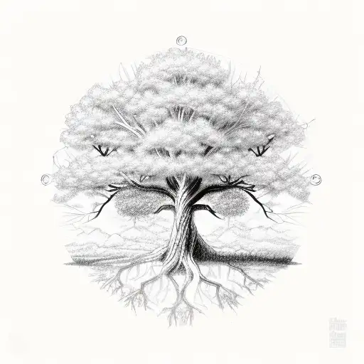 A Sketch-style Tree Of Life With Biblical Verses As Branches