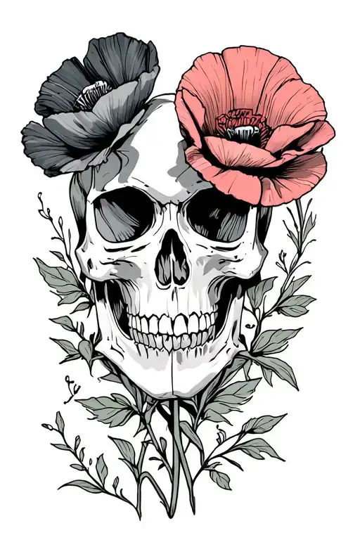 Skull And Poppies