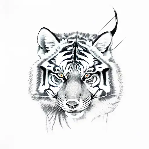 Neotraditional Siberian Tiger Mix With Red Fox And Phoenix