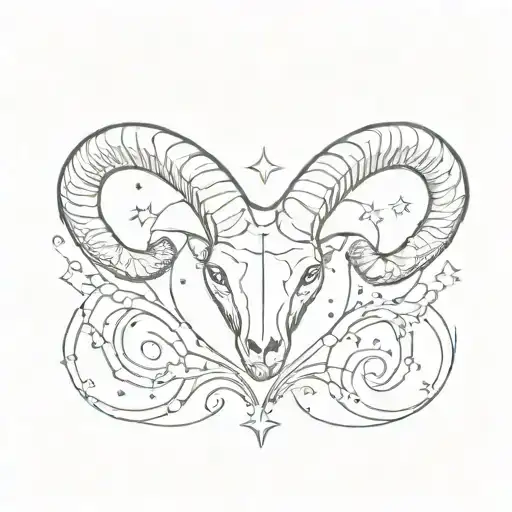 Sketch Style Illustration Of Aries Constellation Forming The Shape Of A Heart