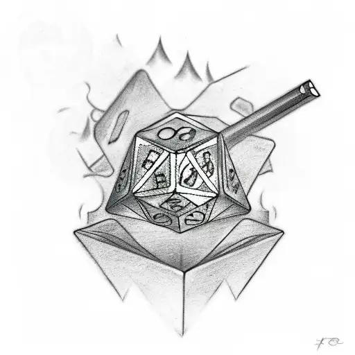 A Tattoo Of A Smoking Dice With Dollar Signs And Weed Leaves