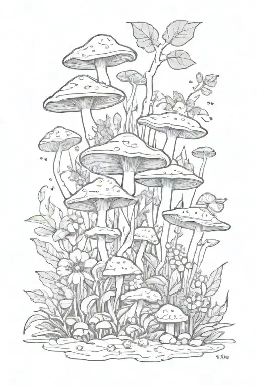 Plants And Mushrooms And Frogs In Nature Inspired