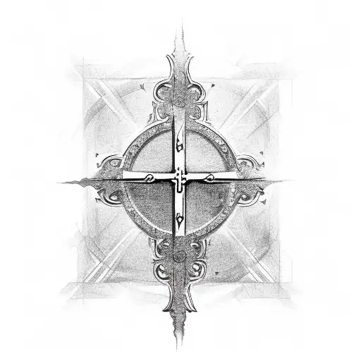 Christian Cross With Golden Gates