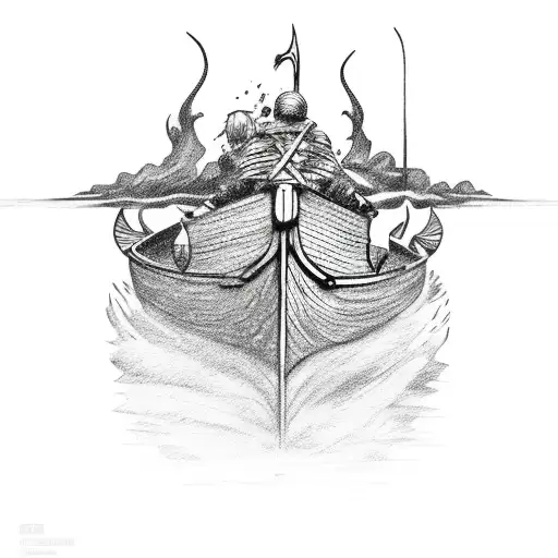 Viking Boat Getting On Fire