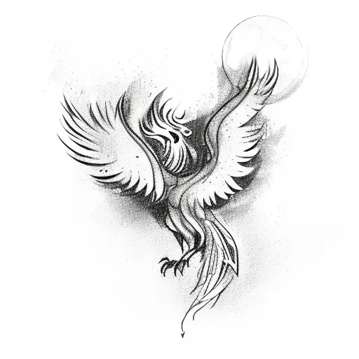 A Sketch Of A Majestic Ink Phoenix Rising From A Spilled Ink Bottle