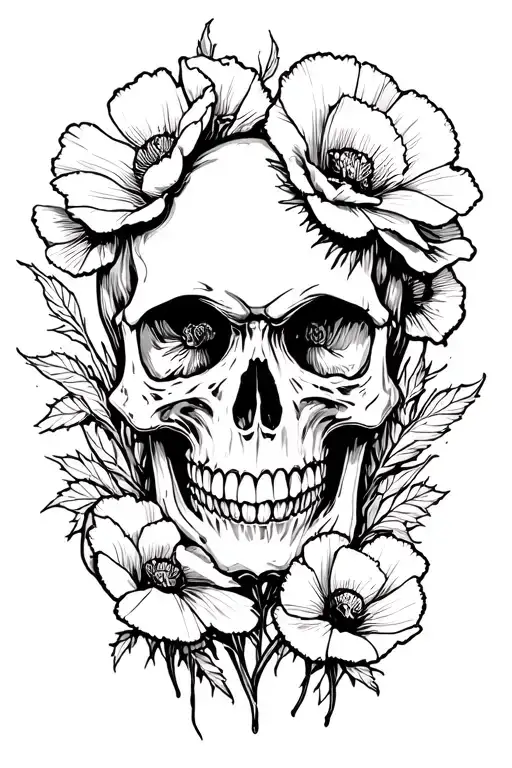 Skull And Poppies