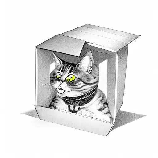 Creepy Smile Cat Head Peeking In A Box