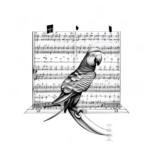 A Parrot Sitting On A Music Sheet