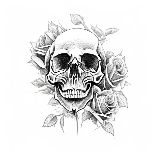 Skull And Many Roses