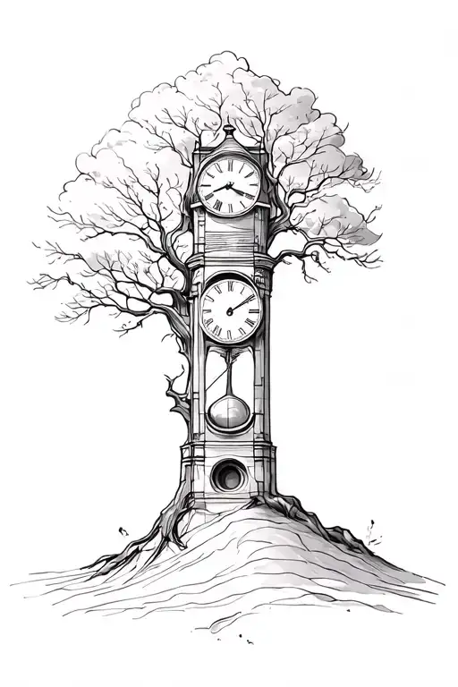 Sand Clock Tower Tree Silhouette