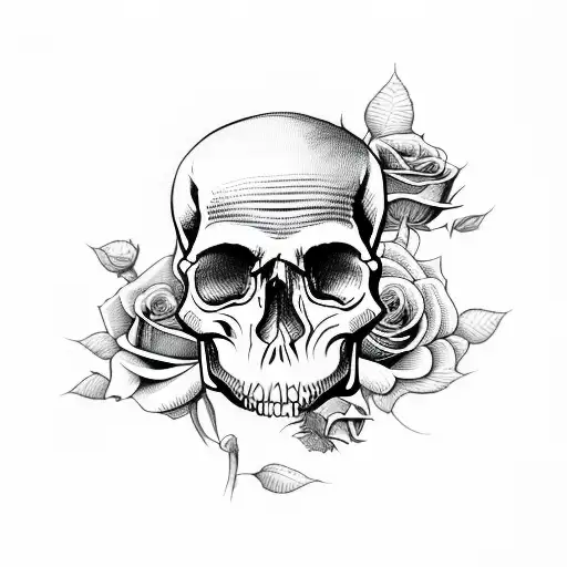 Skull And Many Roses