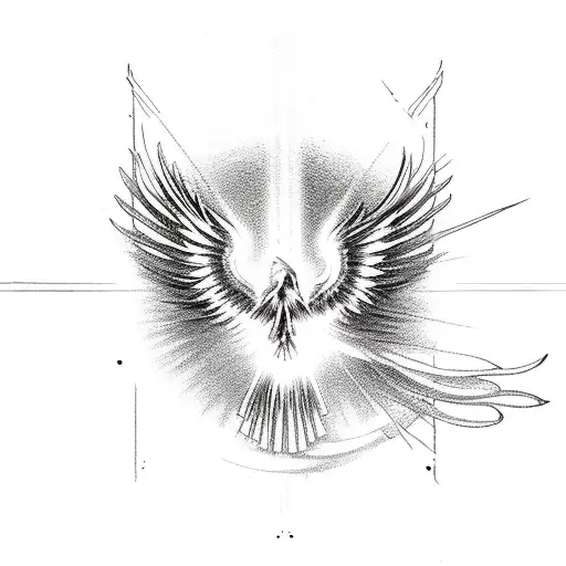 Phoenix With Lightbeams
