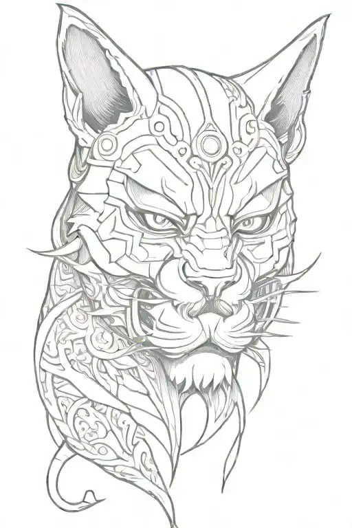 Cat In Oni Mask
