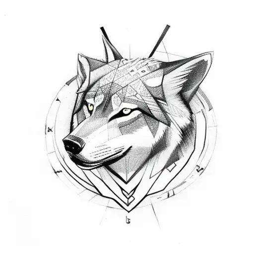 Nordic Wolf With Vegvisir Runic Vicking