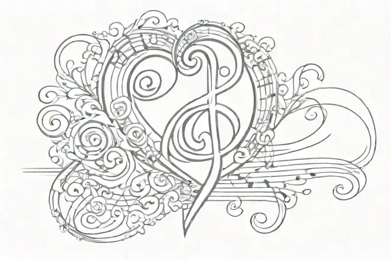 Treble Clef Bass Clef Heart At Beginning Of Music Lines