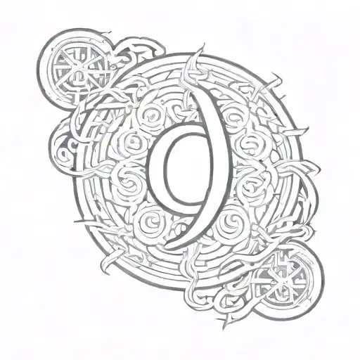 Combine Aegishjalmur Symbol With A Initial C In A Sketch Style