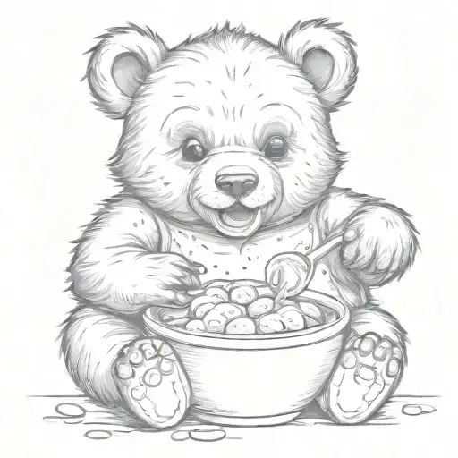 Baby Bear Eating Honey