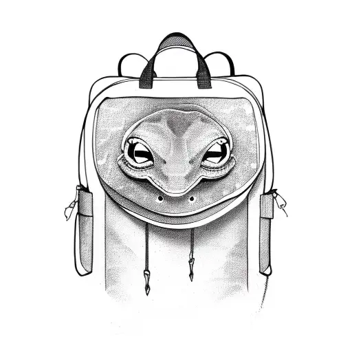 Gecko With Travel Backpack On It's Back