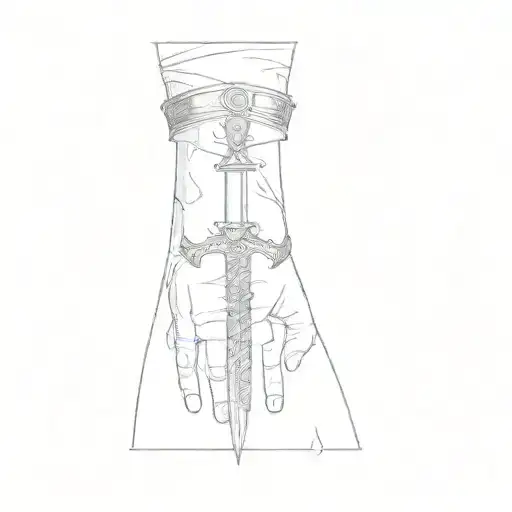 A Tattoo Of A Sword On A Person's Wrist