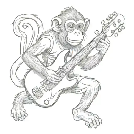 A Monkey Playing A Guitar