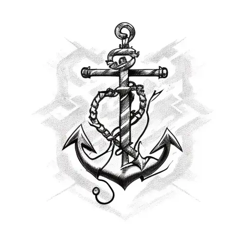 A Sketch-style Tattoo Of An Anchor With Electrical Sparks
