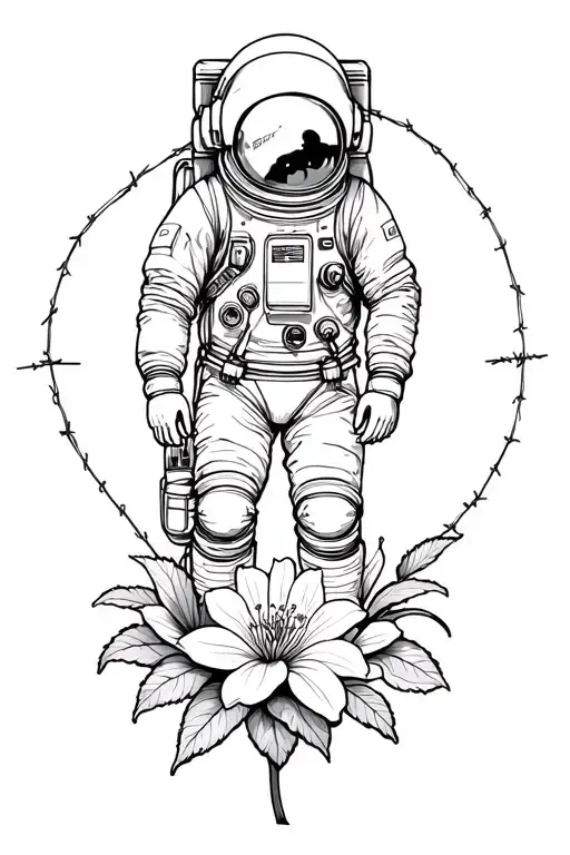 Astronaut Azalea Flower Surrounded By Barbwire