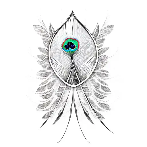 Design Featuring A Peacock Feather With Music Symbols