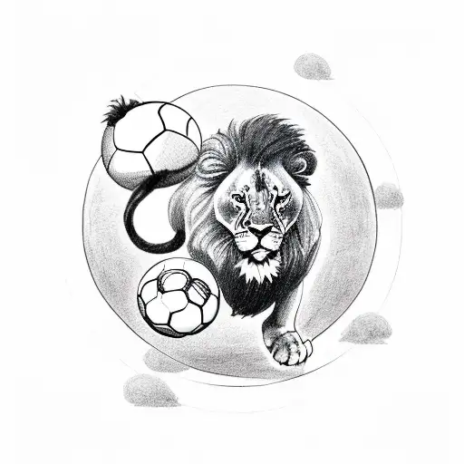 A Lion Running With A Soccer Ball