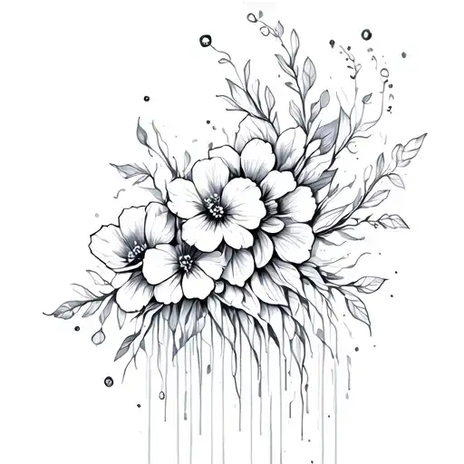 Flowy Abstract Flowers Going Down From Shoulder