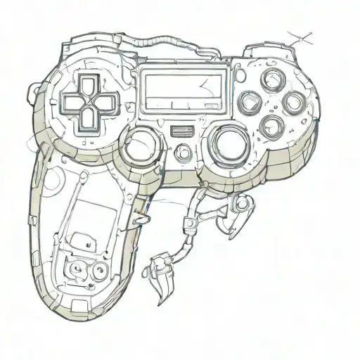 A Sketch Style Tattoo Of A Gaming Controller Morphing Into An Animal